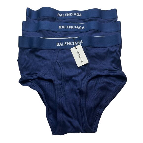 10-14 BALENCIAGA Men's Underwear Briefs 3-PACK Blue Small